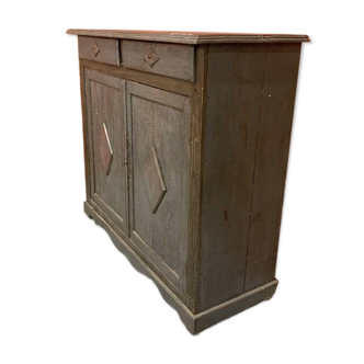 Buffet 2 portes ancien en bois patiné noir