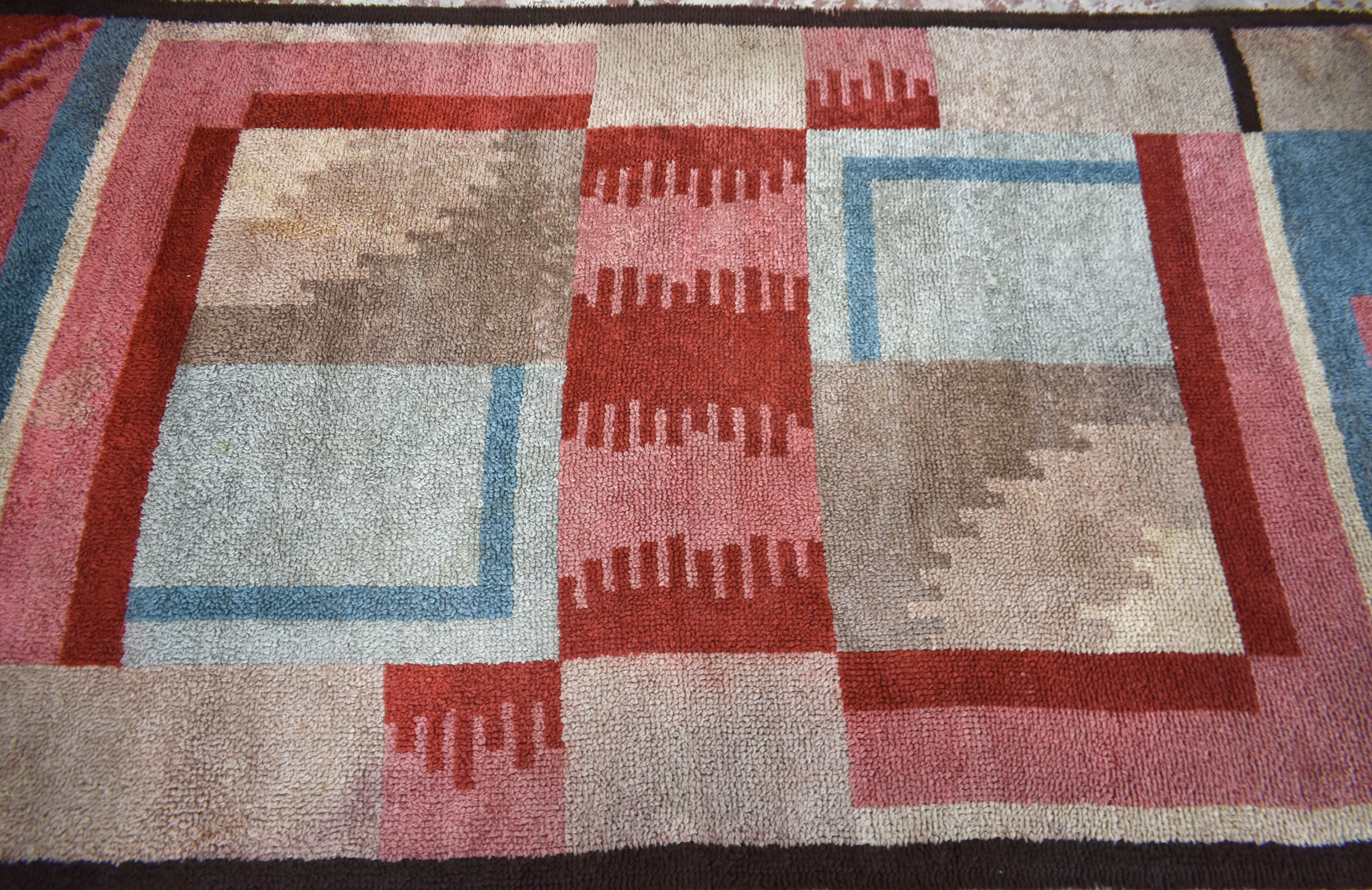 Tapis de laine art déco moderniste abstrait, années 1930