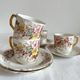 4 antique coffee cups in polychrome iron earth KG Lunéville