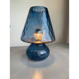 Murano-Inspired Blue Glass Lamp with “Ballotton” Texture