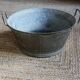 Round zinc basin with two handles vintage garden