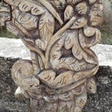 Fronton vosgien en bois sculpté, chêne, 19ème
