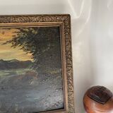 Oil and wood frame, ca 1900