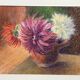 Tableau au pastel ancien, bouquet de fleurs, nature morte