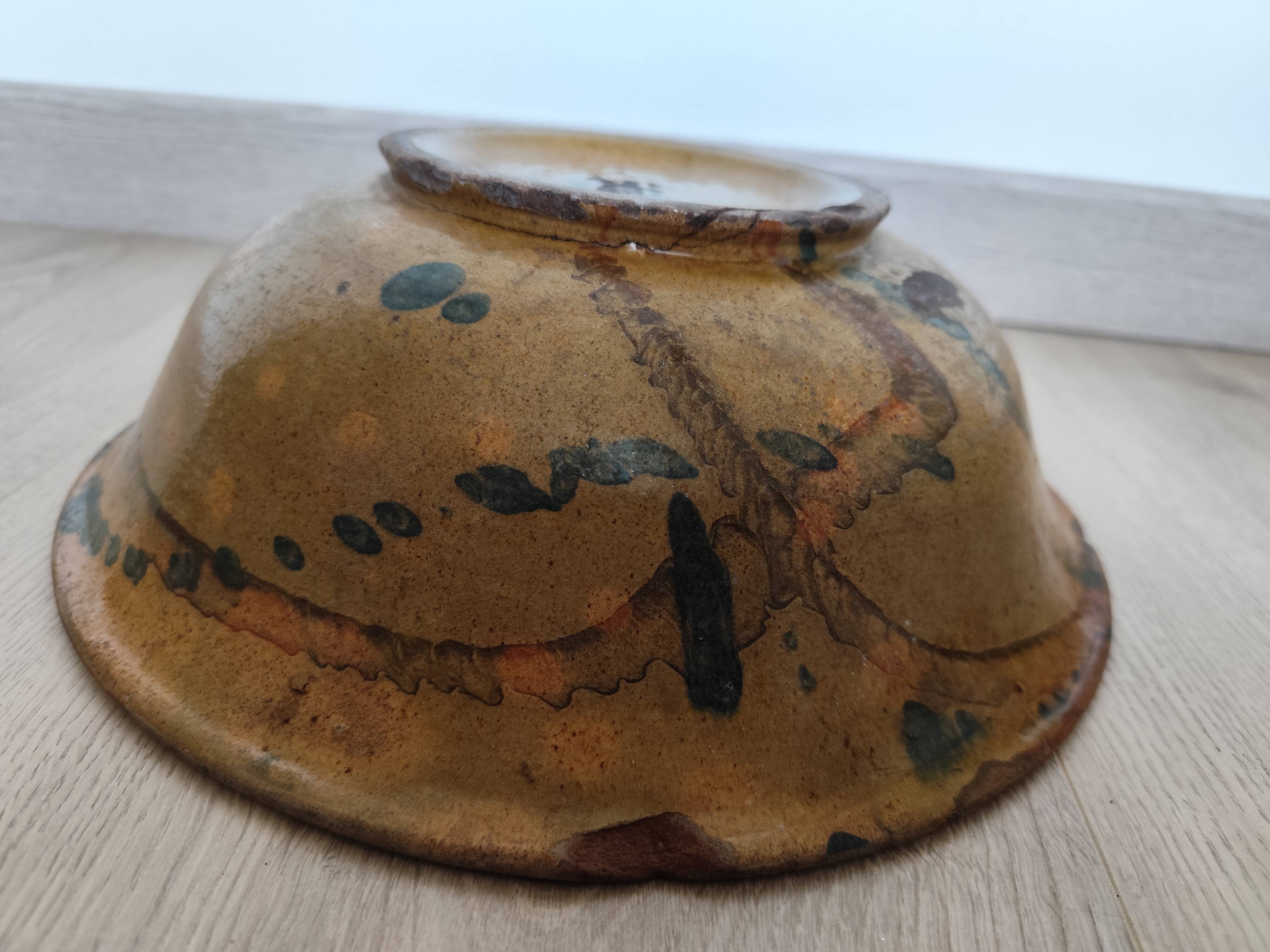 VALLAURIS Flat soup bowl antique Glazed terracotta 30.5 cm