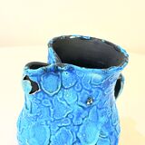 Pitcher Vase Fat Lava ceramic stoneware blue black 1960 Glacier enamels Cyclope Pottery Annecy Charles