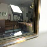 Romeo Rega, vintage mirror with double brass frame and chrome. Italy 1970s