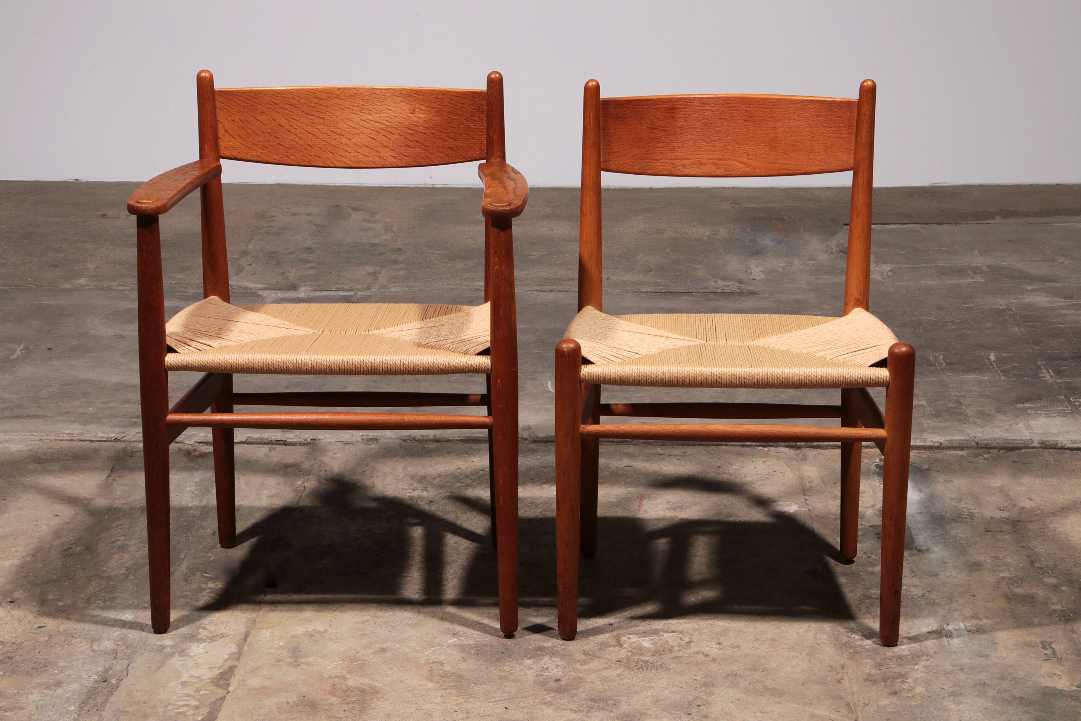 Dining Chairs by Hans Wegner for Carl Hansen & Søn,Denmark 2 CH37 and 2 CH36
