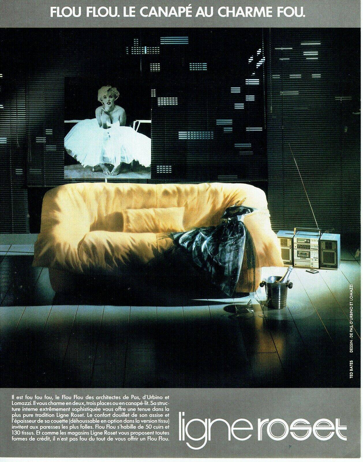 Flou Flou sofa in full grain black leather, Ligne Roset, De Pas, D'urbino, Lomazzi (1988)