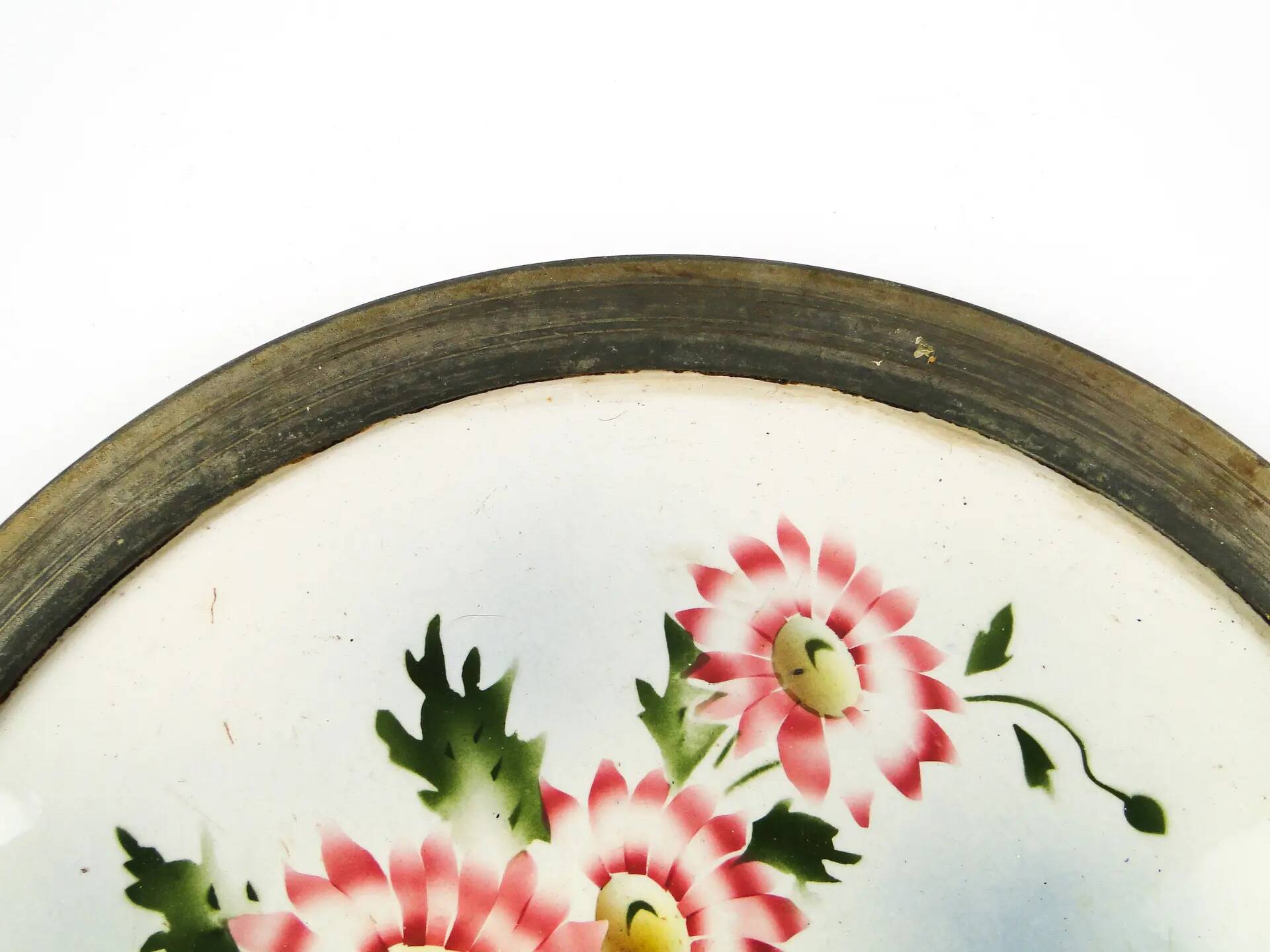 Art Nouveau tray, silver-plated brass, white porcelain, Austria, early 20th century