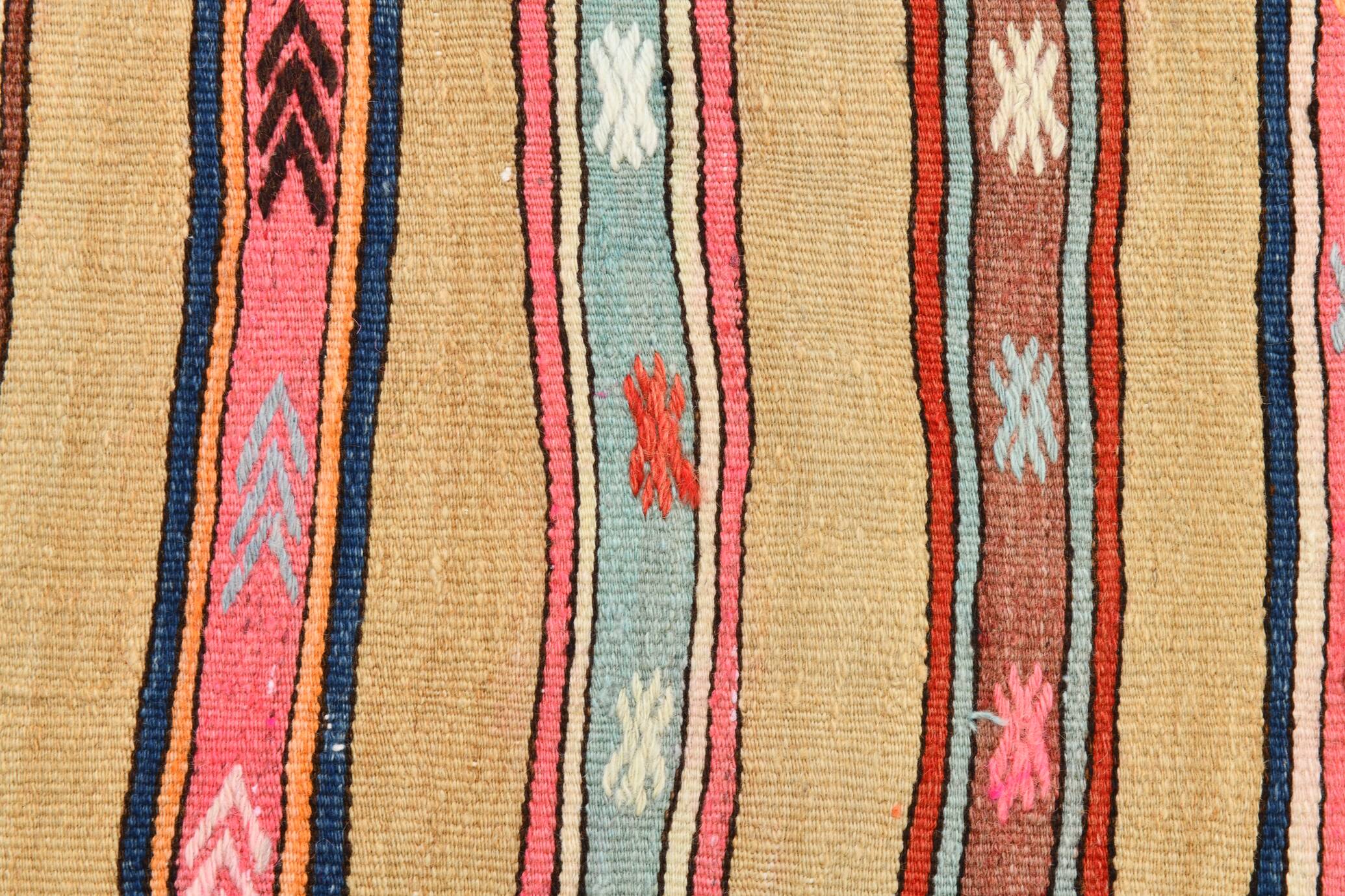 Vintage Striped Pattern Multicolor Kilim Rug, 183x239Cm