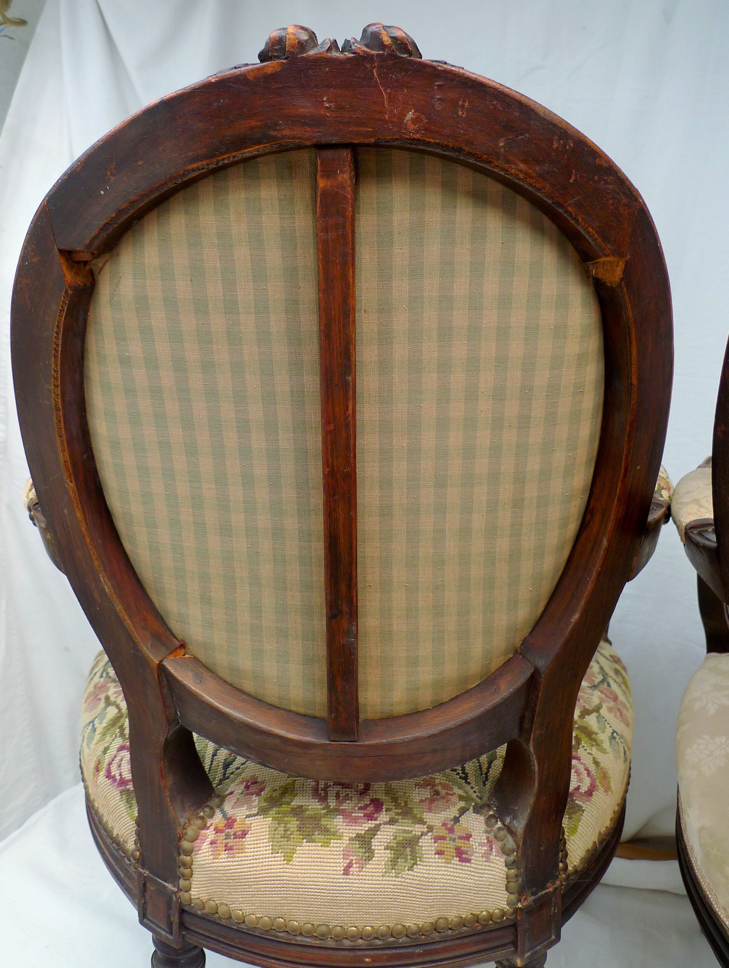 Pair of Louis XVI-style convertible armchairs