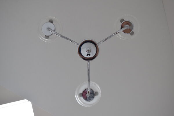 lustre Chromé Du milieu Du Siècle Tchécoslovaquie, Années 1970.