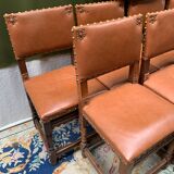 Set of 7 Renaissance-style chairs and armchairs.