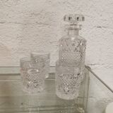 Desserte vintage en plexiglas et verre