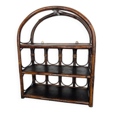 Brown rattan wall shelf, 3 levels