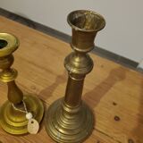 Set of brass type candle holders