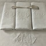 8 serviettes en fil de lin, trousseau d'Amandine
