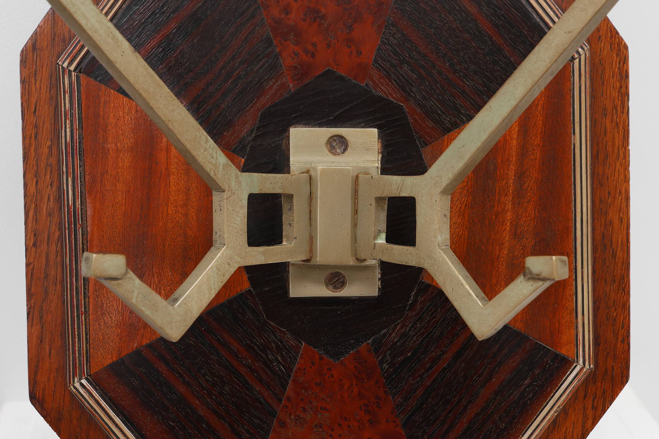 Art Deco Wall-Mounted Coat rack with Geometric Marquetry, France ca. 1930