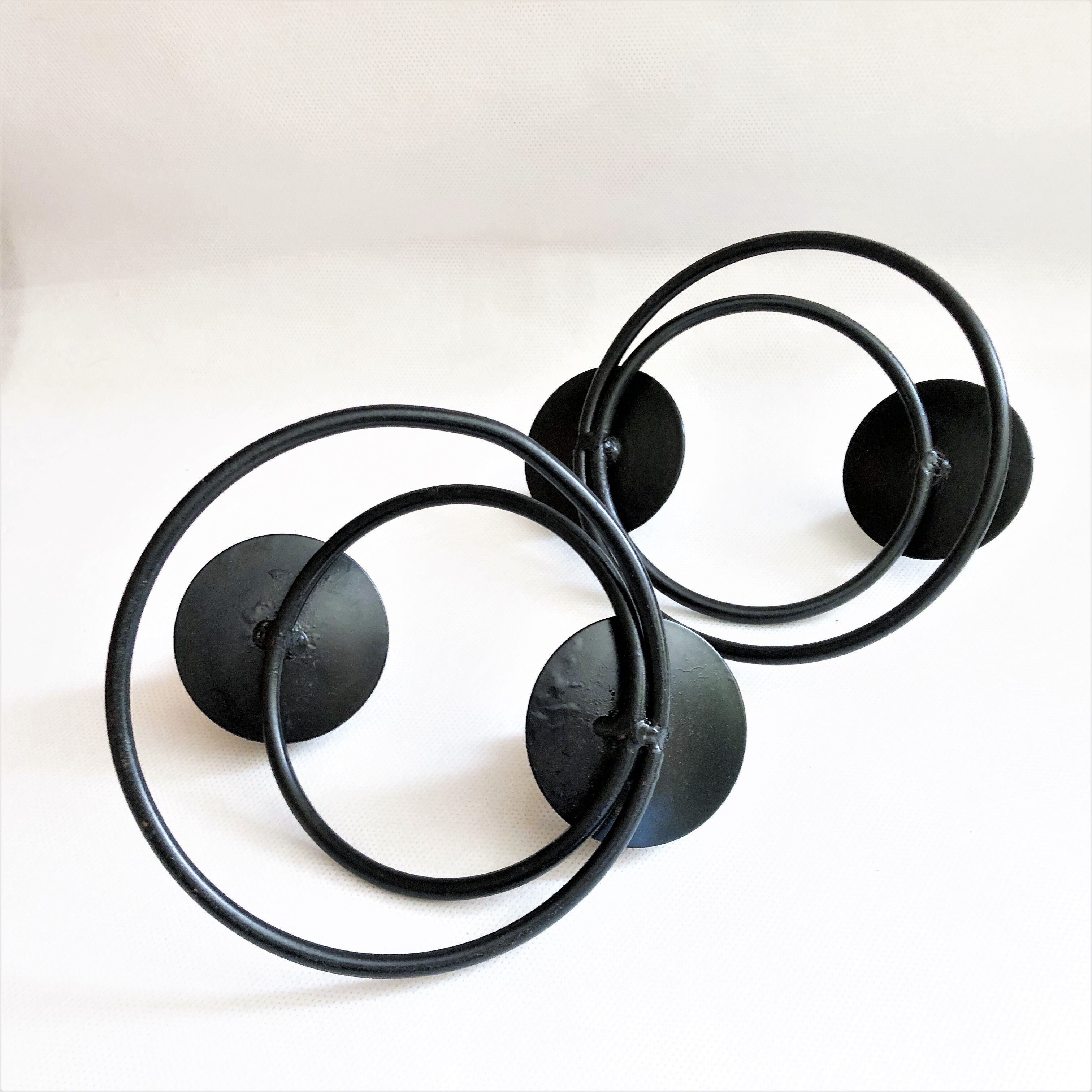 Pair of candlesticks candlesticks black wrought iron