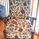 Fabric and wood armchair, comfort, relax, 1950s