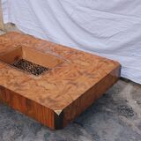 Table basse en loupe d'orme Alveo Willy Rizzo vintage