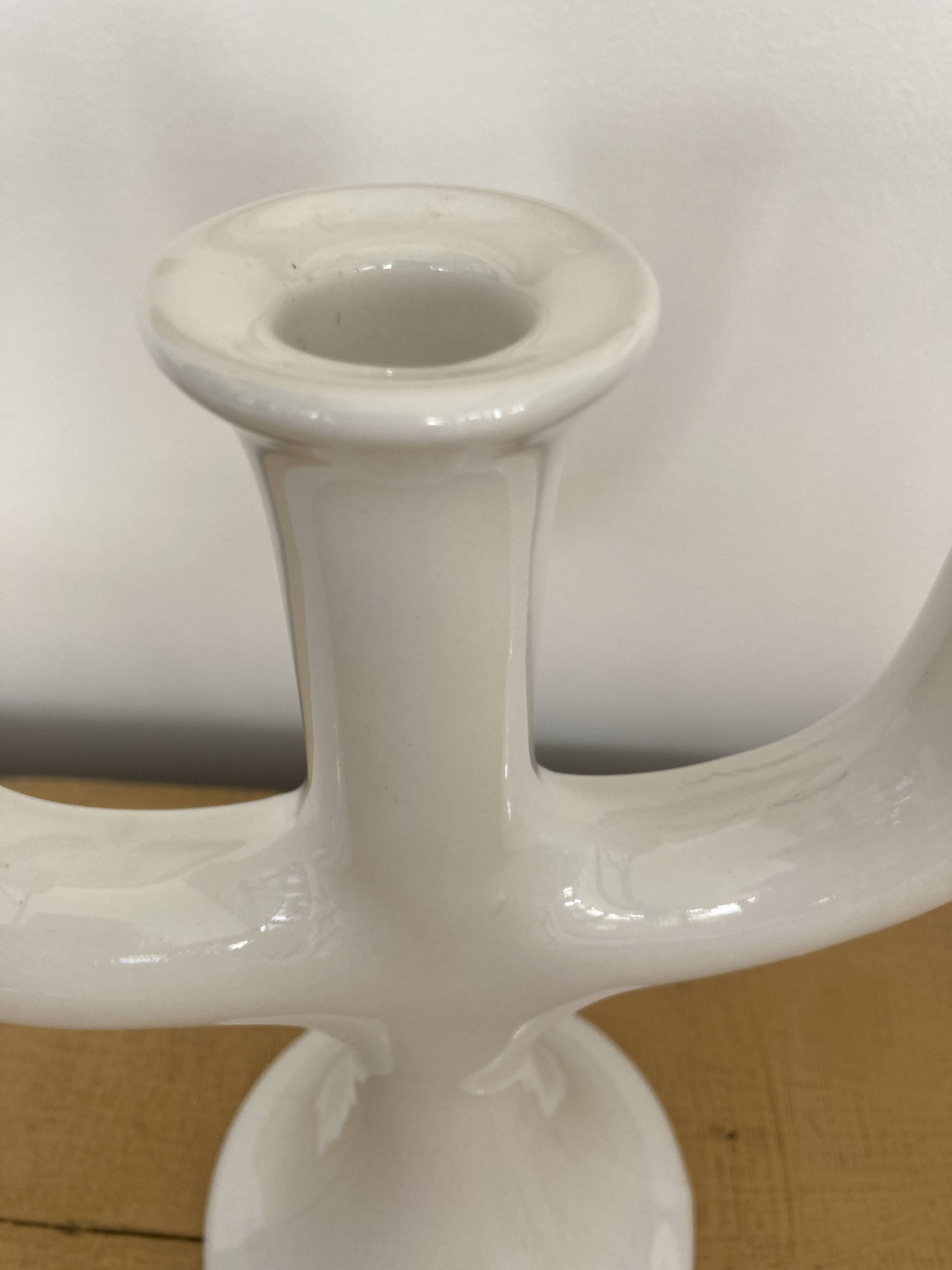 Scandinavian candlestick 3 lights white ceramic