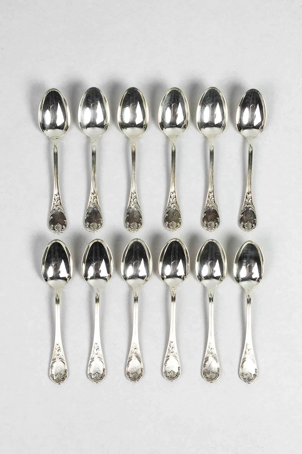 Christofle — 12 “Marly” silver-plated teaspoons, in their case