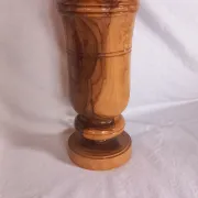 Vintage hand-turned solid olive wood vase – 1970s