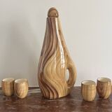 Grandjean Jourdan liqueur set in wood-effect glazed ceramic