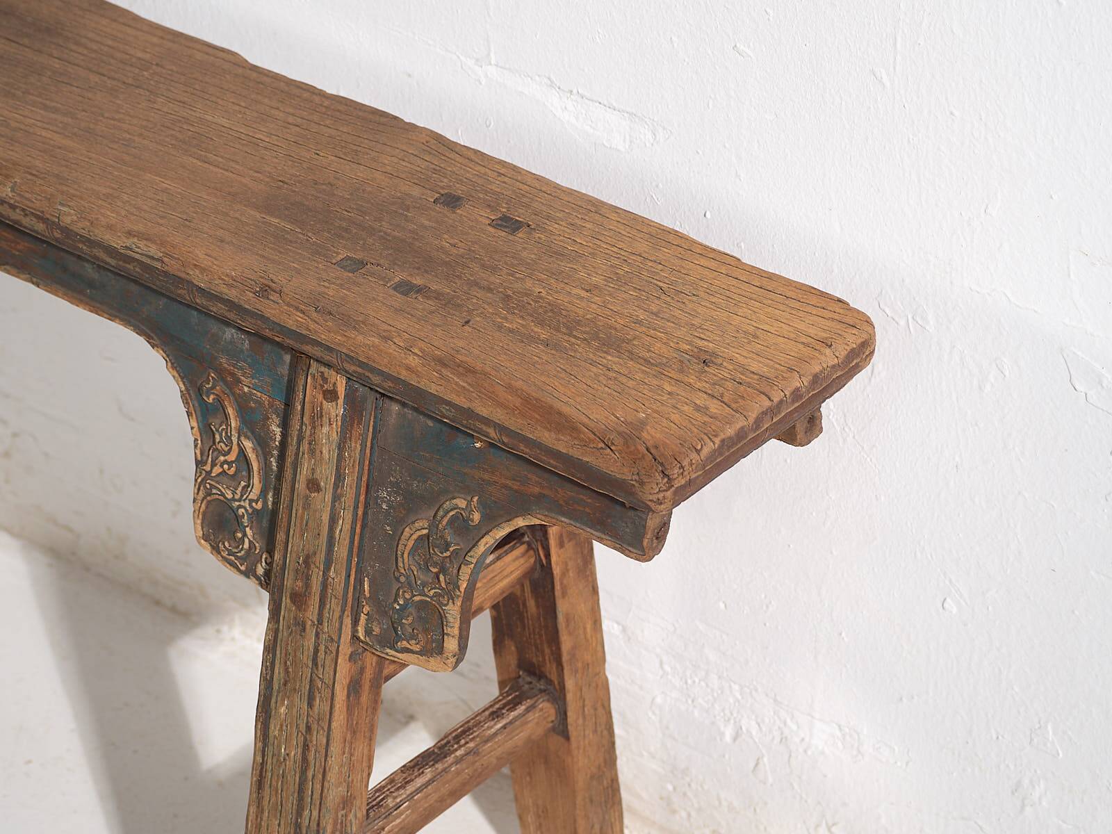 Antique Asian bench in navy blue tones (c.1870)