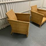 Set of vintage Habitat rattan armchairs