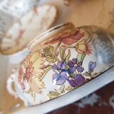 Rare 19th century cup and saucer, Sarreguemines earthenware, Louis XV model