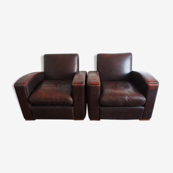 Lot de deux fauteuils club