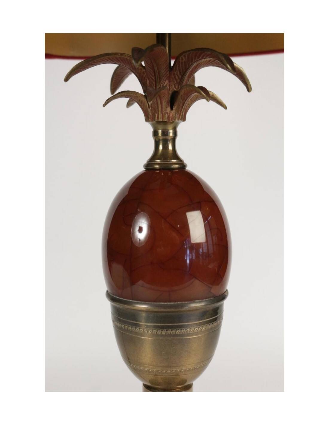 1960s table lamp in brass and red resin