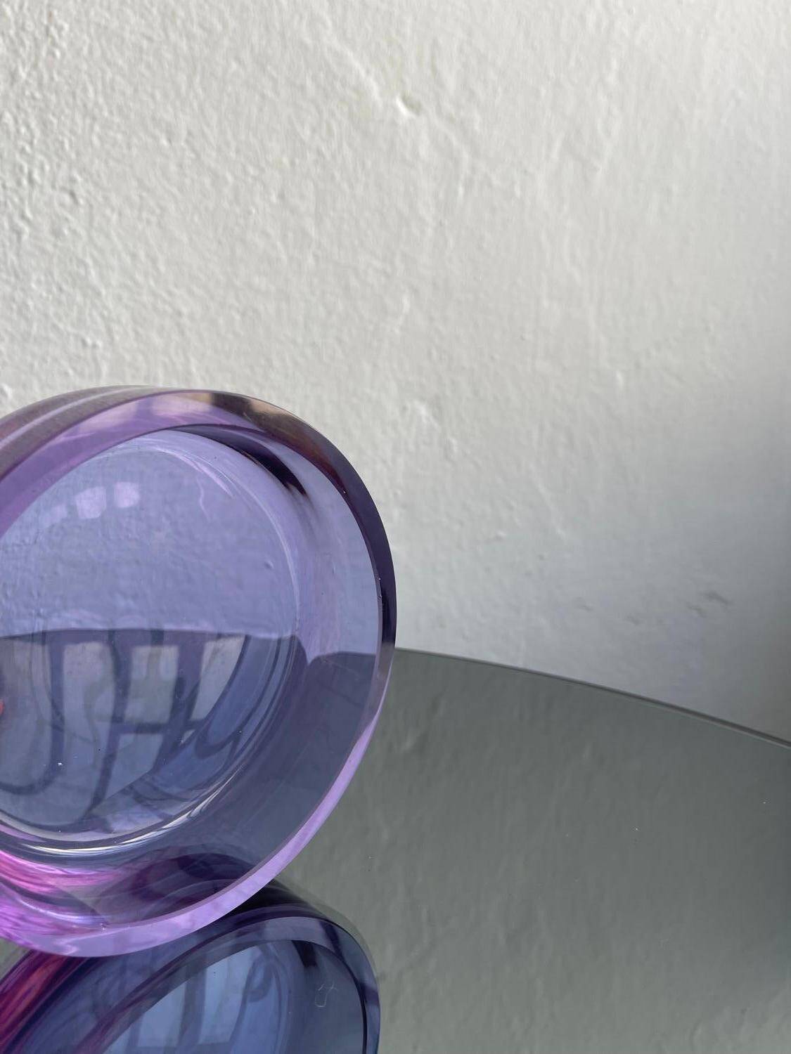 Murano Glass Bowl, Violet Purple Tray, Mid-Century Modern, Italy