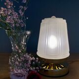 Vintage art deco globe table lamp in frosted glass