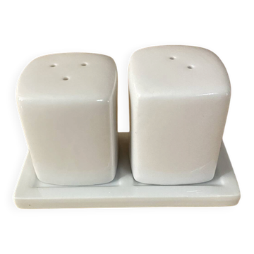 Salière & poivrière + plateau genevieve lethu porcelaine france vintag