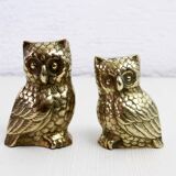 Duo of brass owls