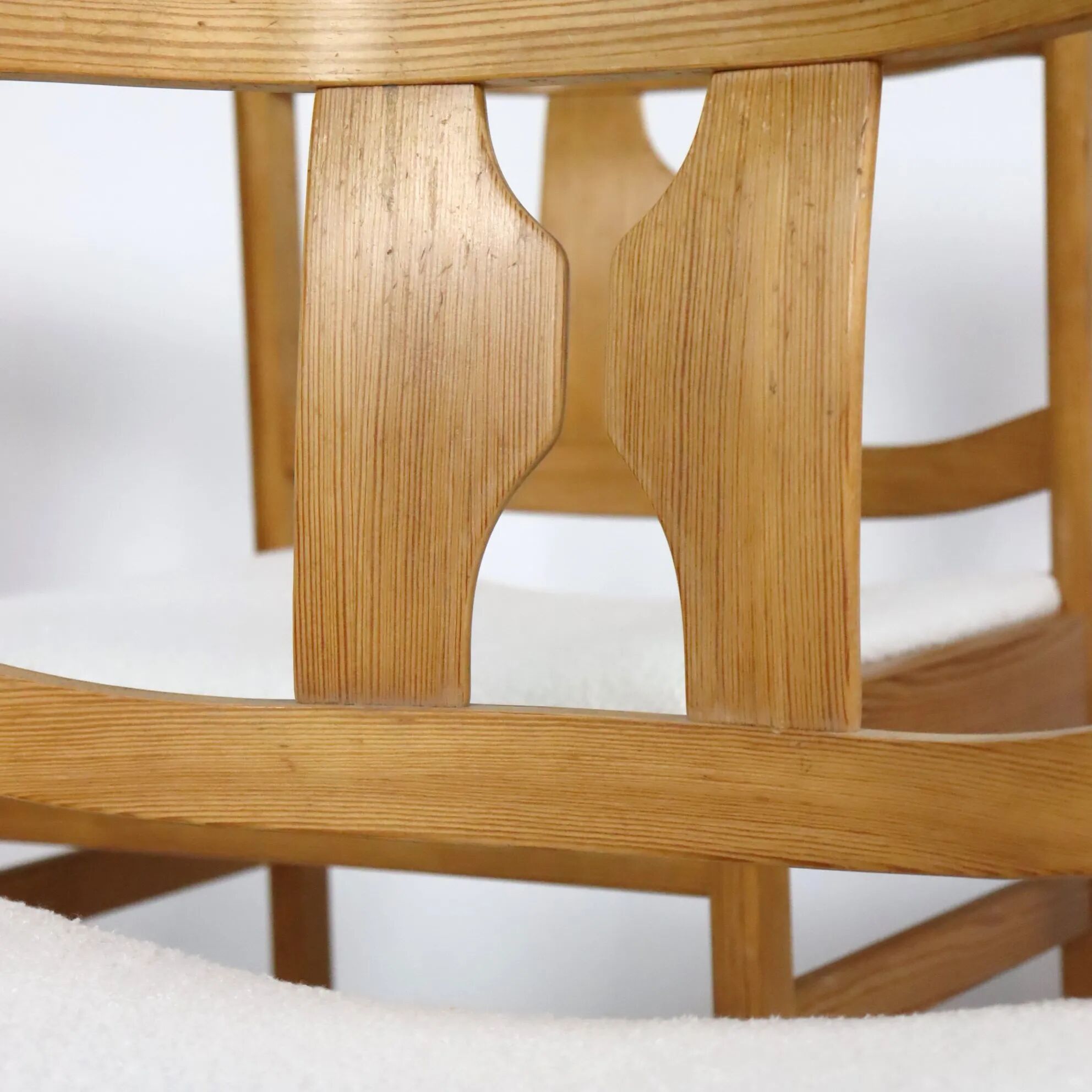 Set of four pine chairs from the 1960s.