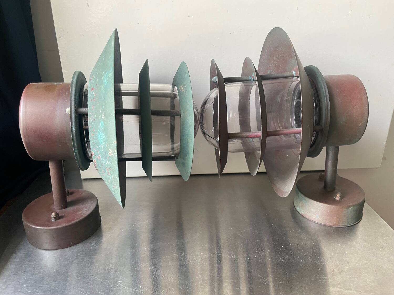 Pair of Classic Danish Vintage Outdoor Wall Lamps in  Copper