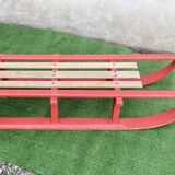 Luge vintage biplace traîneau bois de chêne 1930's 106 cm