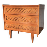 Vintage rattan wood chest of drawers