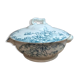 Antique ironstone soup tureen Clairefontaine with blue cyclamen decoration.
