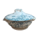Antique ironstone soup tureen Clairefontaine with blue cyclamen decoration.
