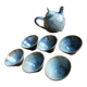 Blue slipware tea set - Bernard Leclerc