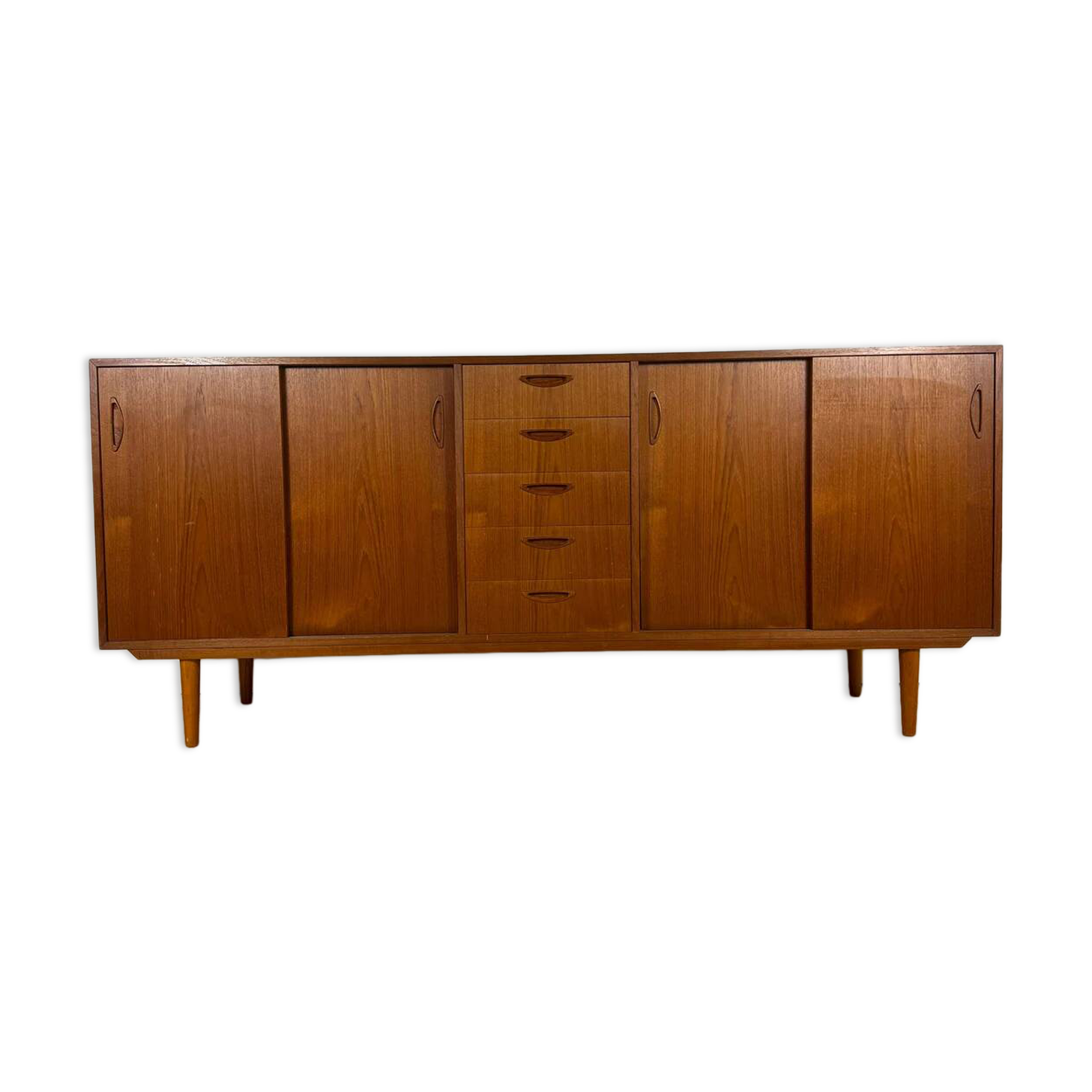 Danish mid-century modern buffet in teak with drawers and sliding doors – 1960s