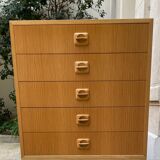 5-drawer chest of drawers in light oak, Danish production, 60s/70s