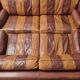 Vintage striped brown orange leather sofa (210 cm x 88 cm)