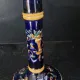 Antique candlestick Faïence from Gien - Renaissance Decor Blue Background - Painted
